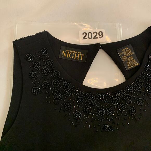 Liz Claiborne Night Womens Long Black Beaded Evening Gown Size 10-? Labeled 14 - Picture 16 of 16